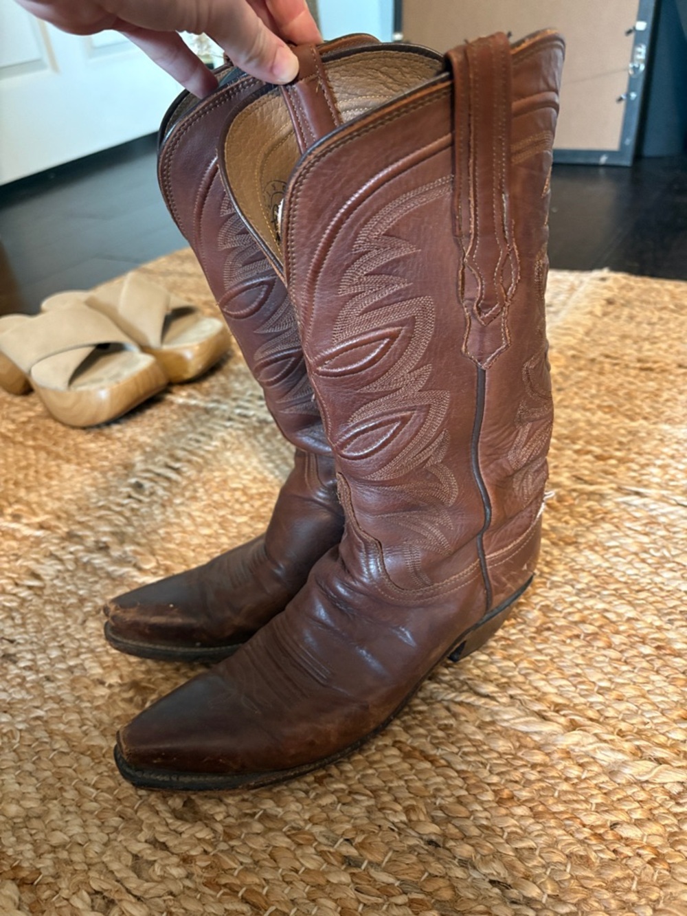 Lucchese Brown Leather Western Heeled Boots